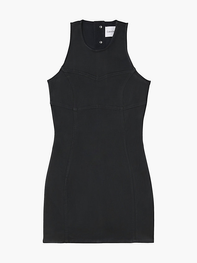 black gecoate denim mini-jurk voor dames - calvin klein jeans