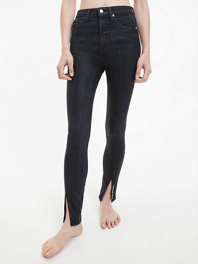 black high rise super skinny coated jeans for women calvin klein jeans