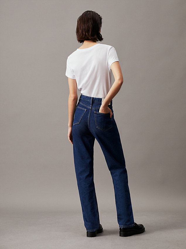 t-shirt slim en coton bio avec logo white pour femmes calvin klein jeans