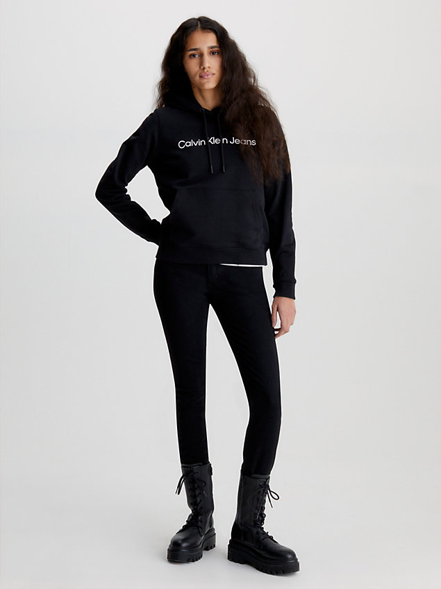 black bluza z kapturem z logo dla kobiety - calvin klein jeans