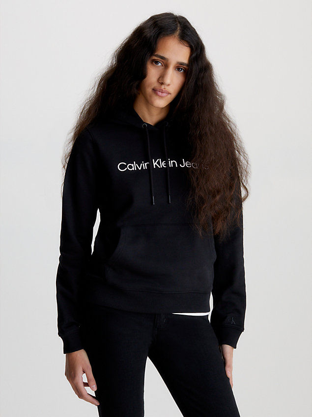 black logo-hoodie für damen - calvin klein jeans