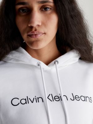Calvin Klein Jeans Logo Hoodie White