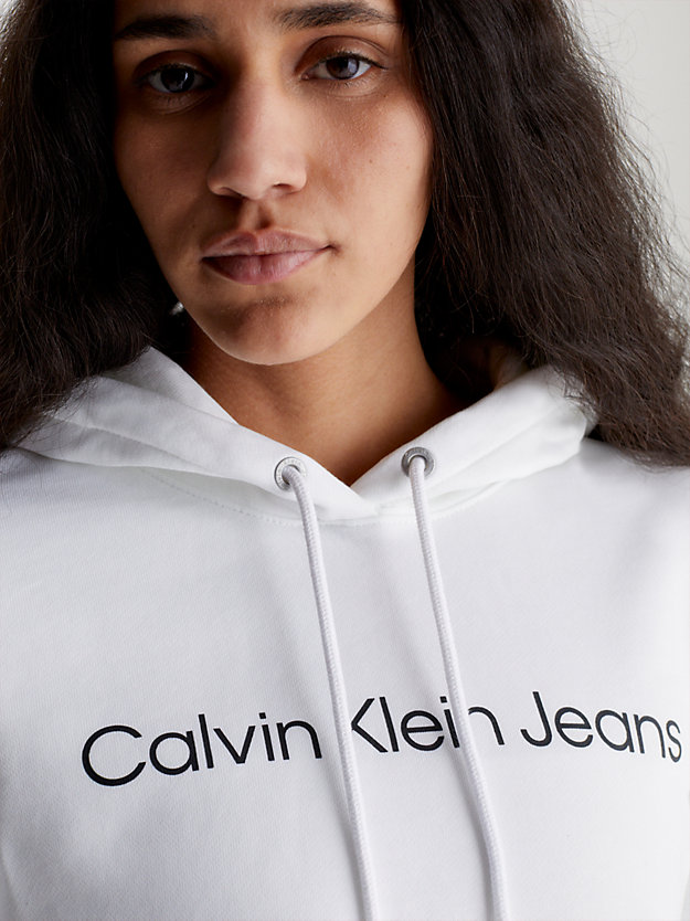 BRIGHT WHITE Bluza z kapturem z logo dla Kobiety CALVIN KLEIN JEANS