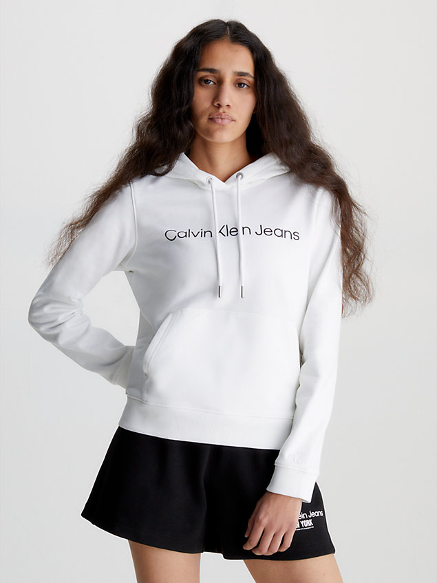 white logo hoodie for women calvin klein jeans