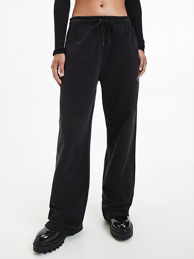 black swobodne proste spodnie dresowe dla kobiety - calvin klein jeans