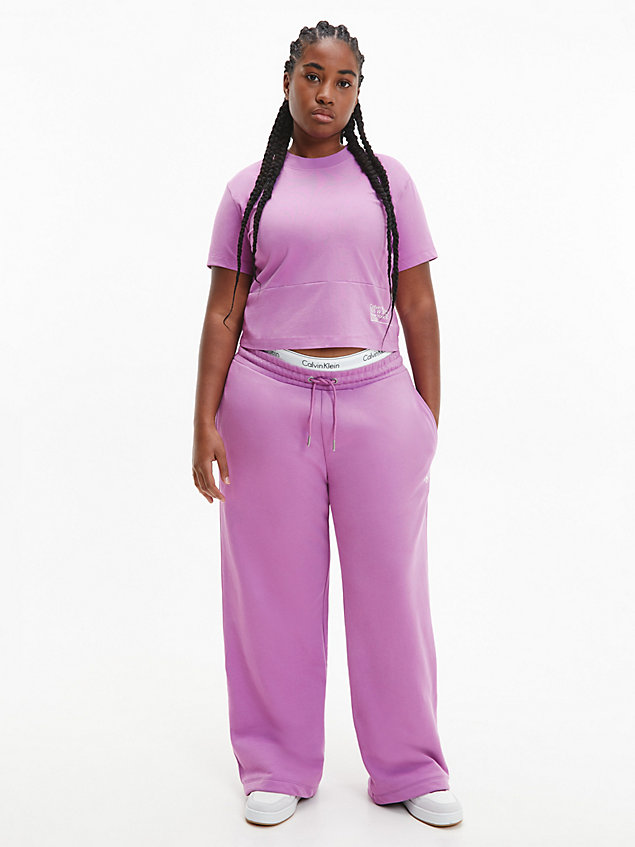 purple swobodne proste spodnie dresowe dla kobiety - calvin klein jeans