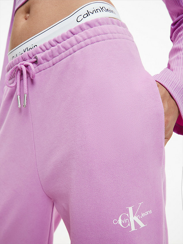 purple relaxed joggingbroek met rechte pasvorm voor dames - calvin klein jeans
