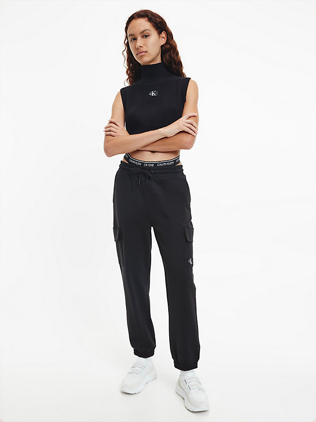 black recycled cotton cargo joggers for women calvin klein jeans