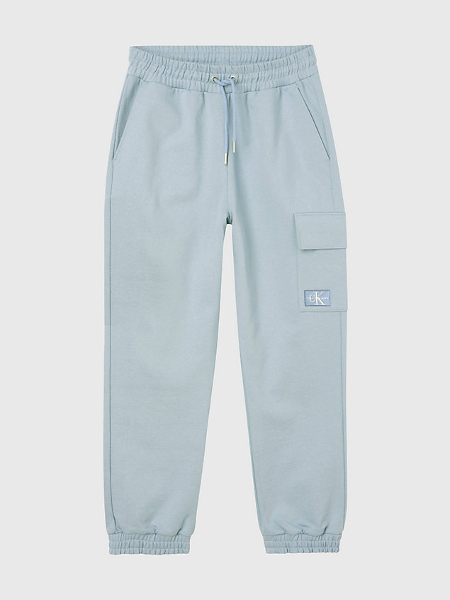 pantalon de jogging cargo en coton recyclé blue pour femmes calvin klein jeans