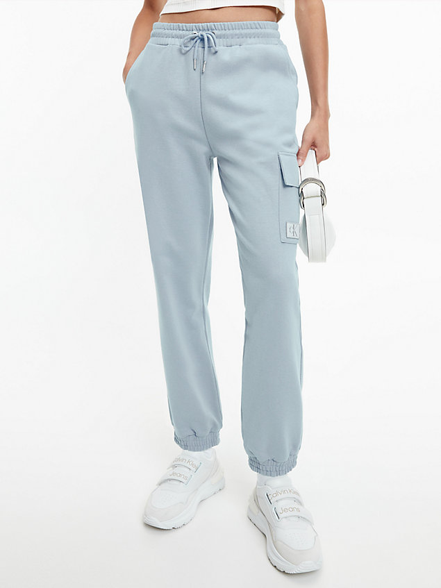 pantalon de jogging cargo en coton recyclé blue pour femmes calvin klein jeans