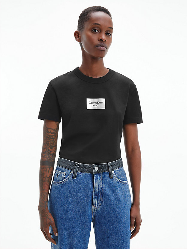 CK BLACK Wąski T-shirt z bawełny organicznej dla Kobiety CALVIN KLEIN JEANS
