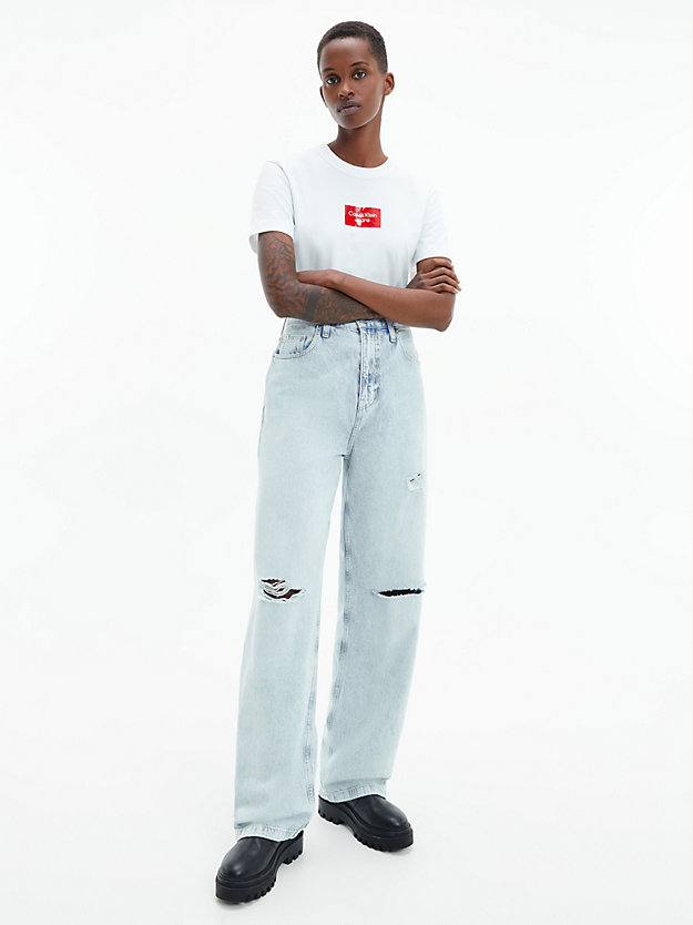bright white slim organic cotton t-shirt for women calvin klein jeans