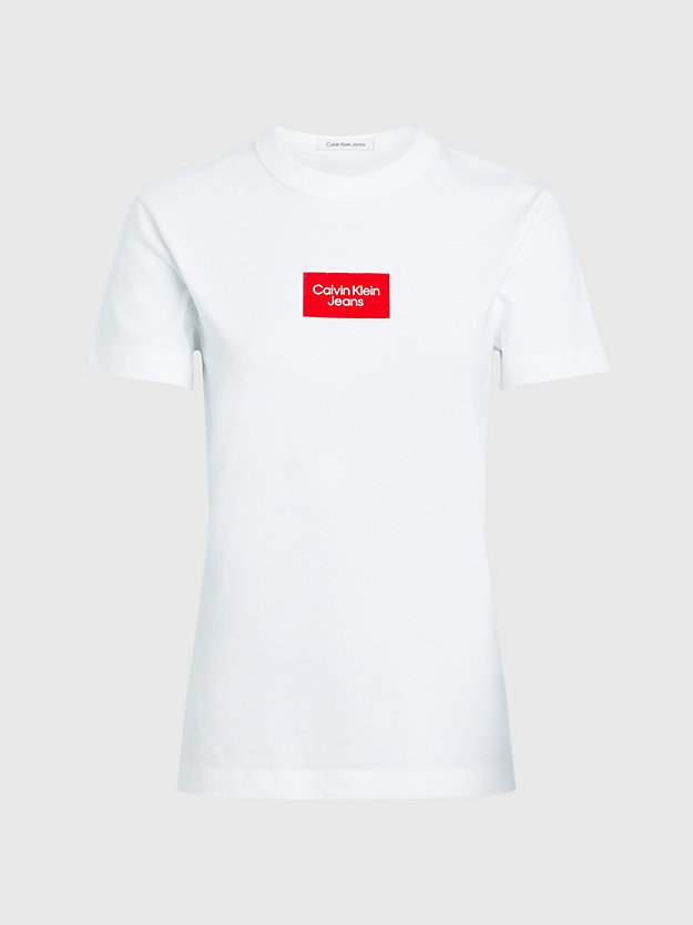 BRIGHT WHITE Wąski T-shirt z bawełny organicznej dla Kobiety CALVIN KLEIN JEANS