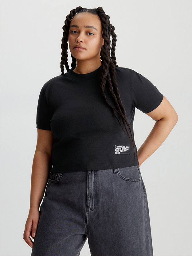 ck black cropped organic cotton t-shirt for women calvin klein jeans