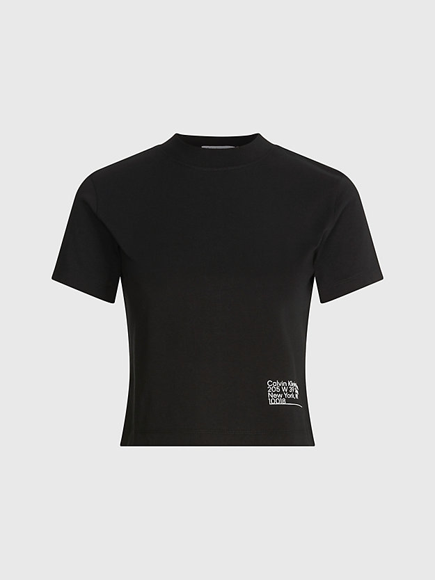 ck black cropped organic cotton t-shirt for women calvin klein jeans