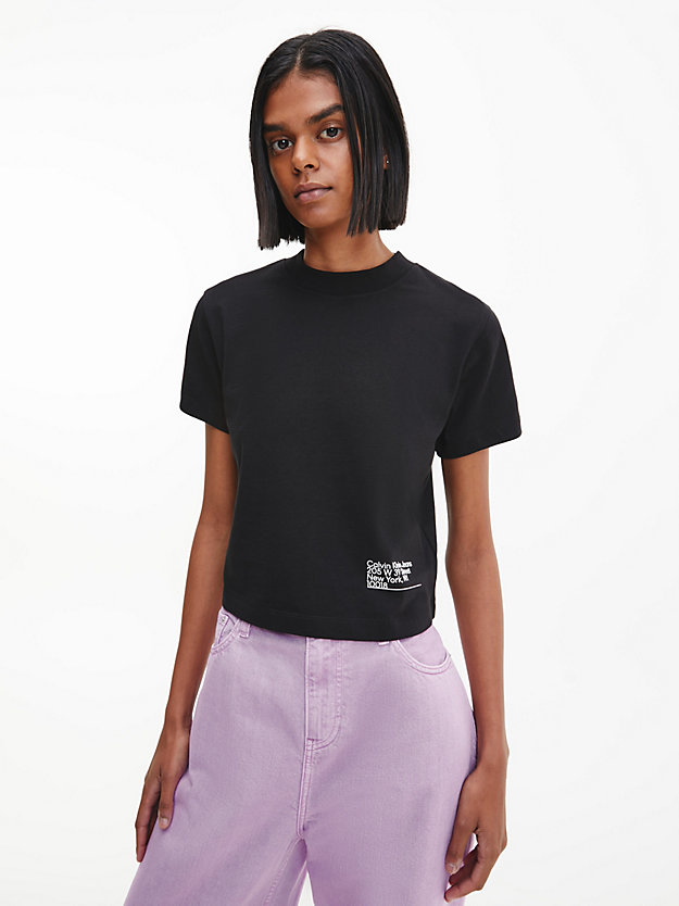 CK BLACK Cropped T-Shirt aus Bio-Baumwolle für Damen CALVIN KLEIN JEANS