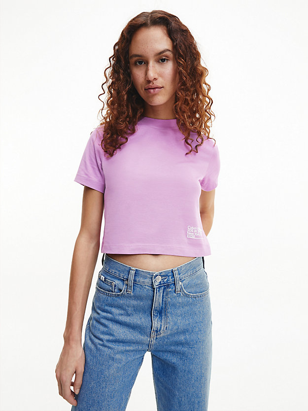 IRIS ORCHID Cropped Organic Cotton T-shirt for women CALVIN KLEIN JEANS