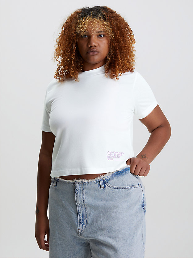 BRIGHT WHITE Cropped Organic Cotton T-shirt for women CALVIN KLEIN JEANS