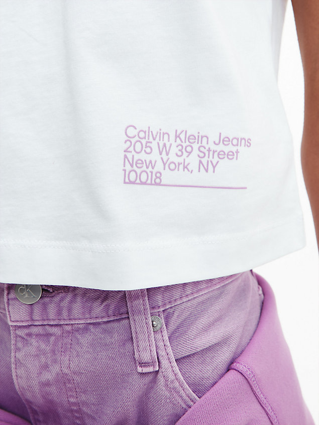 camiseta cropped de algodón orgánico white de mujer calvin klein jeans