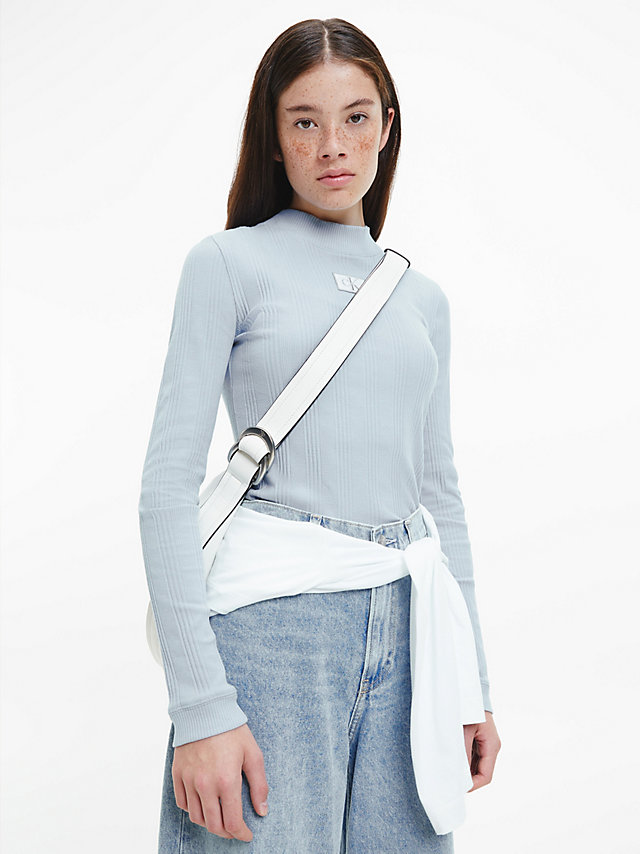 Iceland Blue > Облегающий топ с длинными рукавами в рубчик > undefined Женщины - Calvin Klein