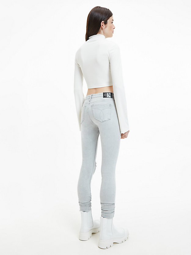ivory langärmliges glänzendes rippentop für damen - calvin klein jeans