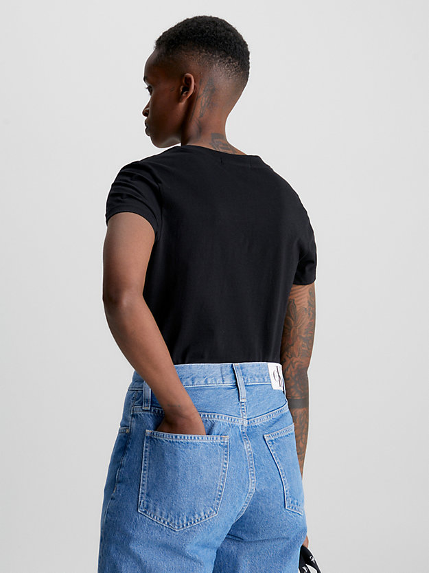 t-shirt in cotone organico slim ck black da donna calvin klein jeans