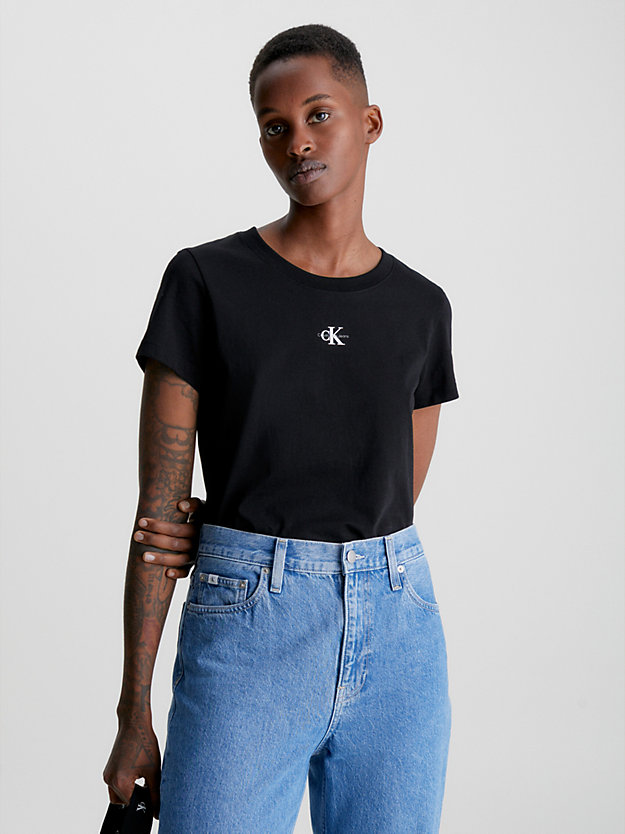 ck black slim organic cotton t-shirt for women calvin klein jeans