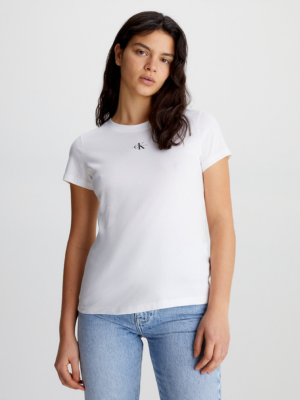 BRIGHT WHITE Schmales T-Shirt Aus Bio-Baumwolle undefined Damen Calvin Klein