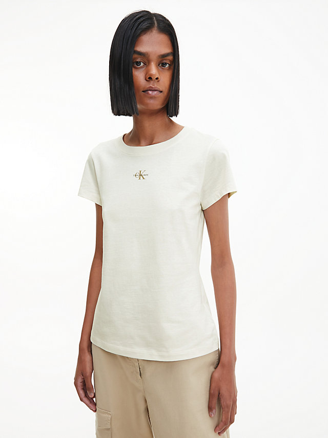 T-Shirt In Cotone Organico Slim > Ivory > undefined donna > Calvin Klein