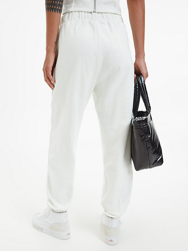 white spodnie dresowe z bawełny frotte dla kobiety - calvin klein jeans
