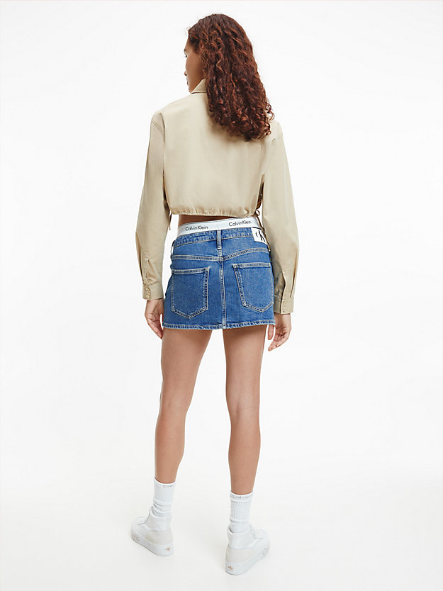 travertine cropped cotton twill shirt for women calvin klein jeans