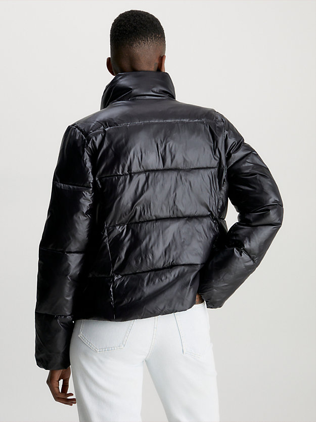 CK BLACK/BRIGHT WHITE Glossy Puffer Jacket for women CALVIN KLEIN JEANS