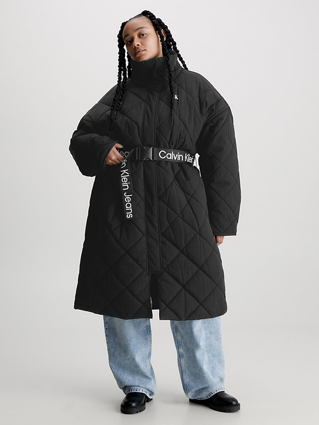 black recycled nylon quilted coat for women calvin klein jeans