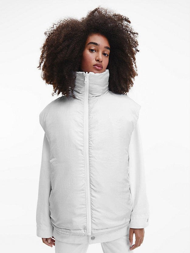 BRIGHT WHITE / GHOST GREY Reversible Recycled Polyester Padded Gilet for women CALVIN KLEIN JEANS