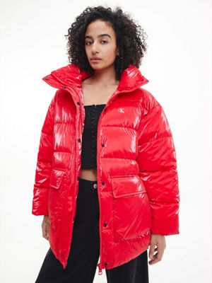 Calvin klein deals red puffer jacket