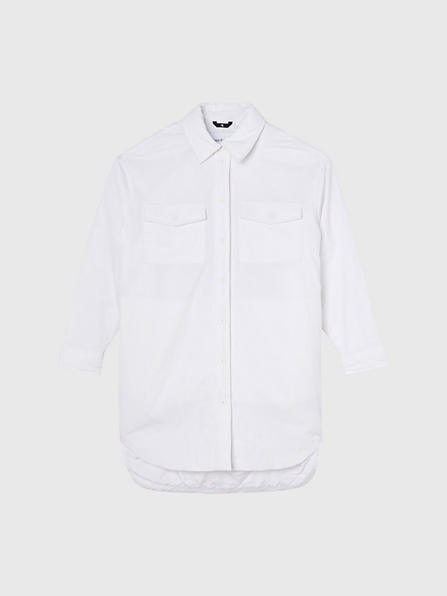 white oversized gewatteerd overhemdjack voor dames - calvin klein jeans