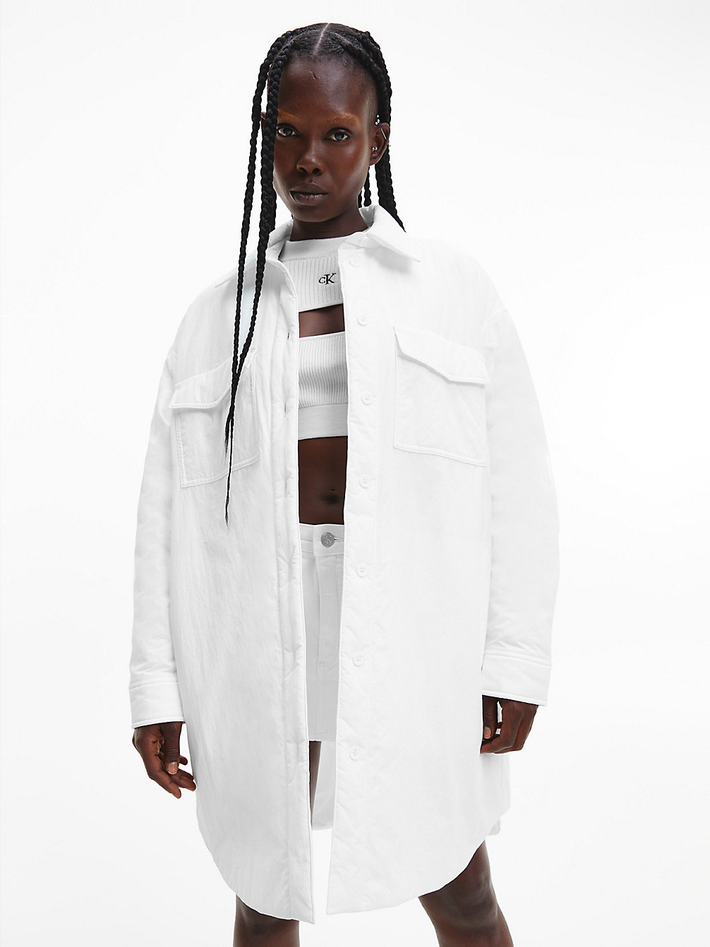 BRIGHT WHITE Oversized Gewatteerd Overhemdjack undefined dames Calvin Klein