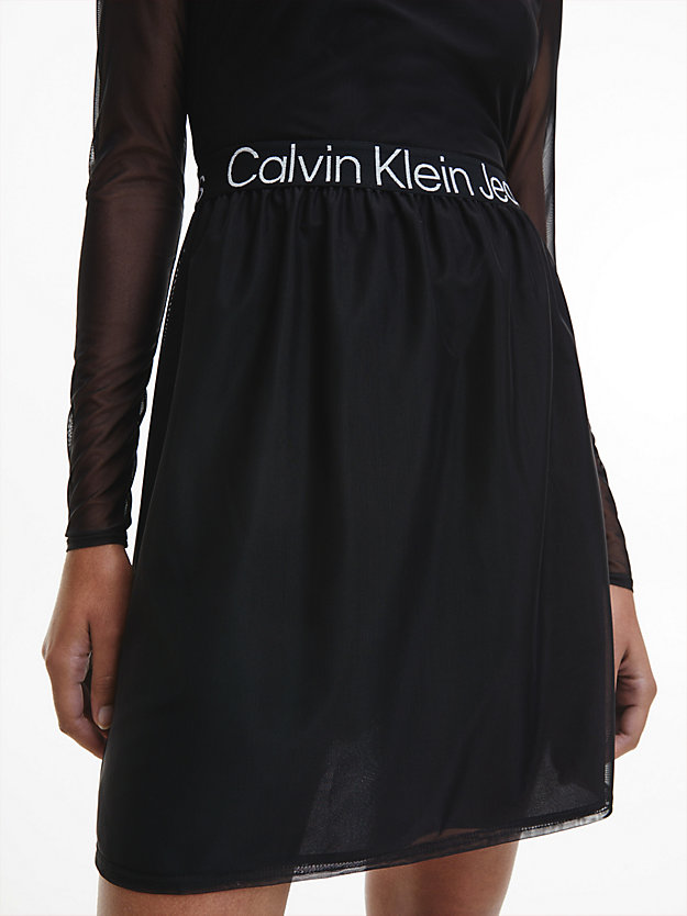 ck black logo tape mesh skater dress for women calvin klein jeans