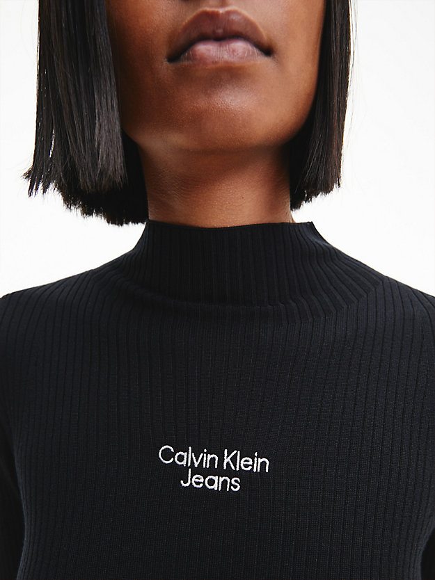 CK BLACK Schmales Rippstrick-Pulloverkleid für Damen CALVIN KLEIN JEANS