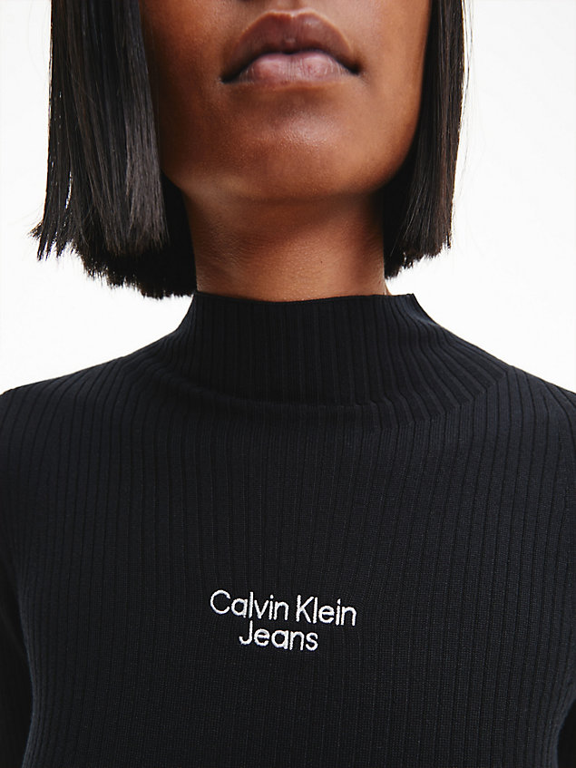 black slim rib-knit jumper dress for women calvin klein jeans