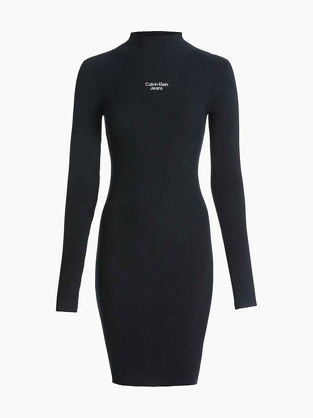 black slim rib-knit jumper dress for women calvin klein jeans