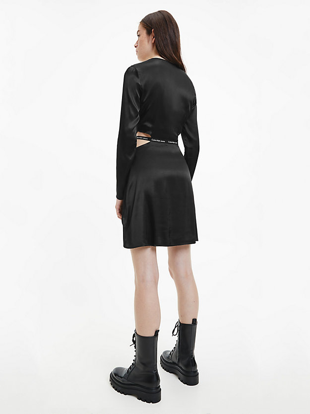 ck black satin cut out mini dress for women calvin klein jeans