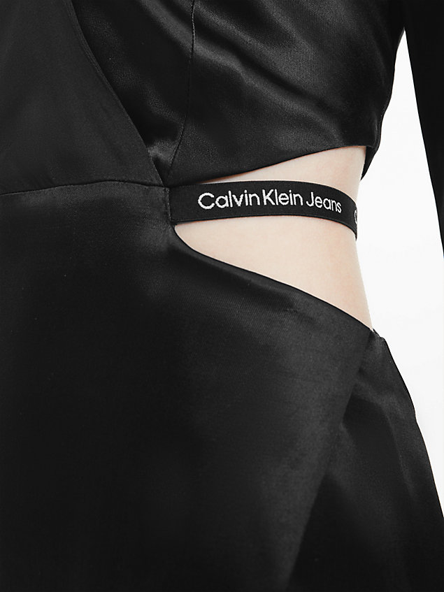 mini-robe ajourée en satin black pour femmes calvin klein jeans