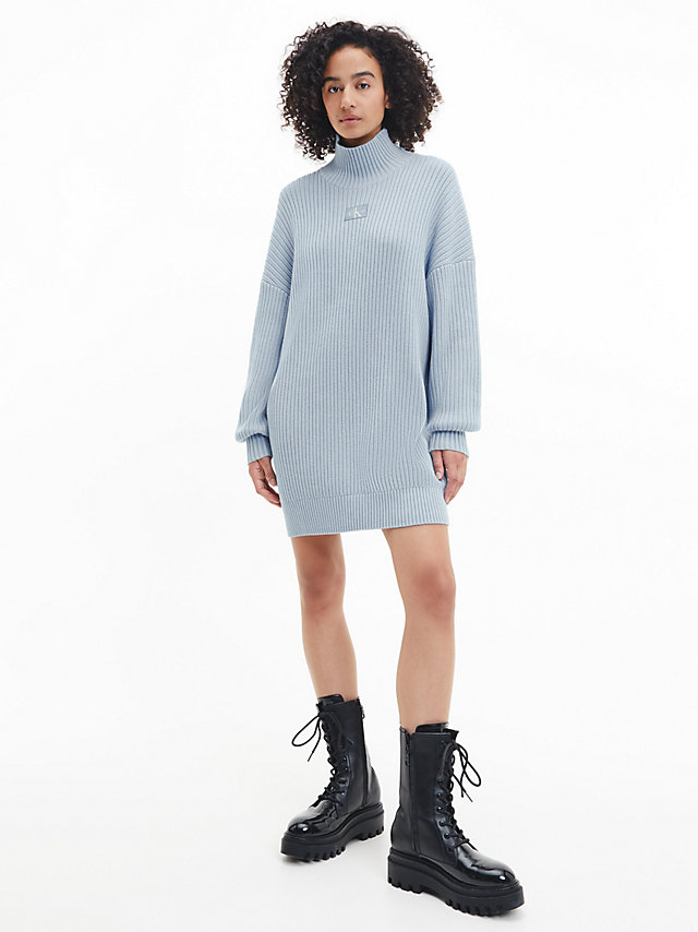 Iceland Blue > Swobodna Dzianinowa Sukienka Z Bawełny Organicznej > undefined Kobiety - Calvin Klein