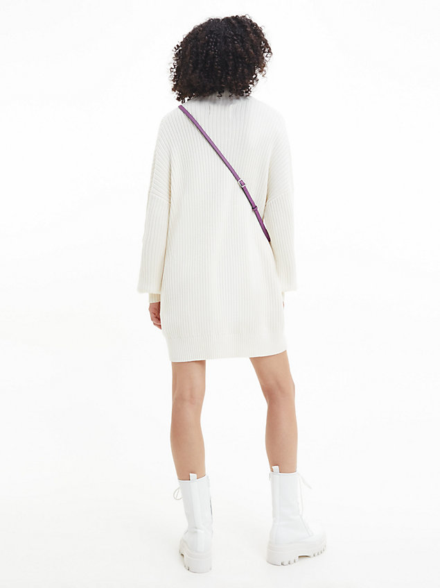 white relaxed organic cotton jumper dress for women calvin klein jeans