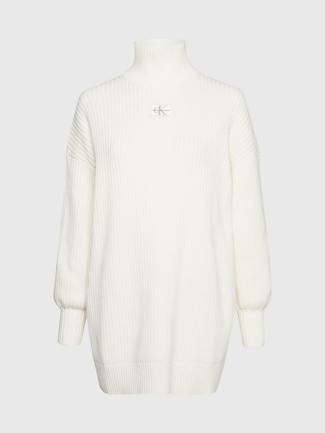 white relaxed organic cotton jumper dress for women calvin klein jeans