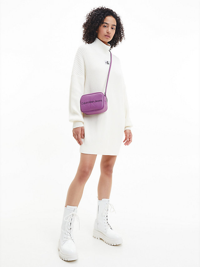 Ivory Relaxed Organic Cotton Jumper Dress undefined women Calvin Klein