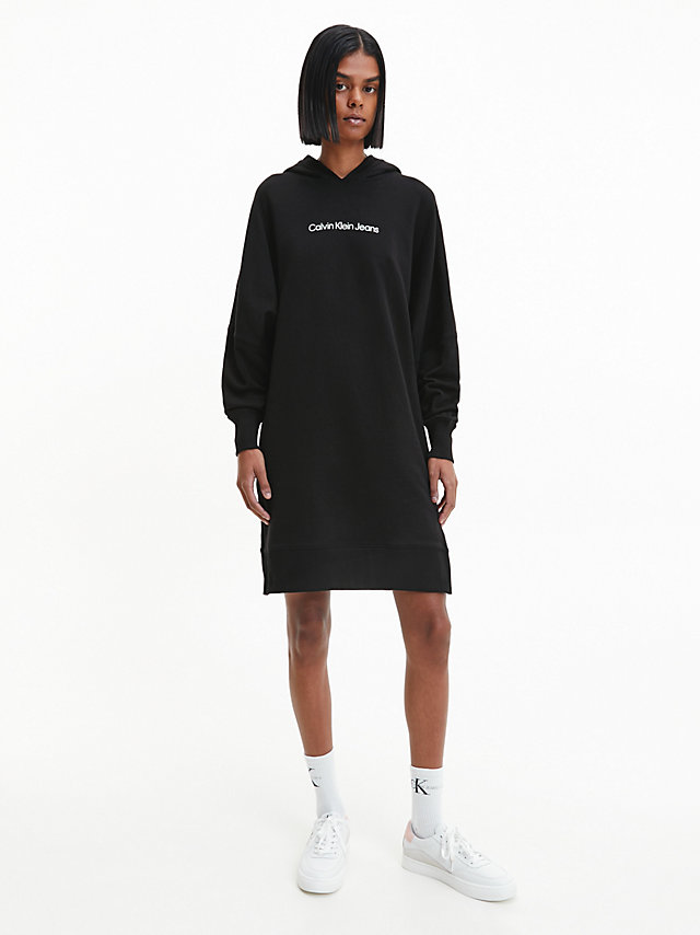 CK Black Relaxed Hooded Sweatshirt Dress undefined women Calvin Klein