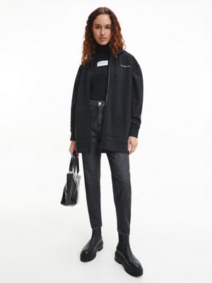 CK BLACK Relaxed Zip Up Hoodie for women CALVIN KLEIN JEANS