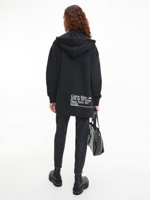 CK BLACK Relaxed Zip Up Hoodie for women CALVIN KLEIN JEANS